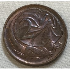 AUSTRALIA 1968 . TWO 2 CENTS COIN . FRILLED NECK LIZARD